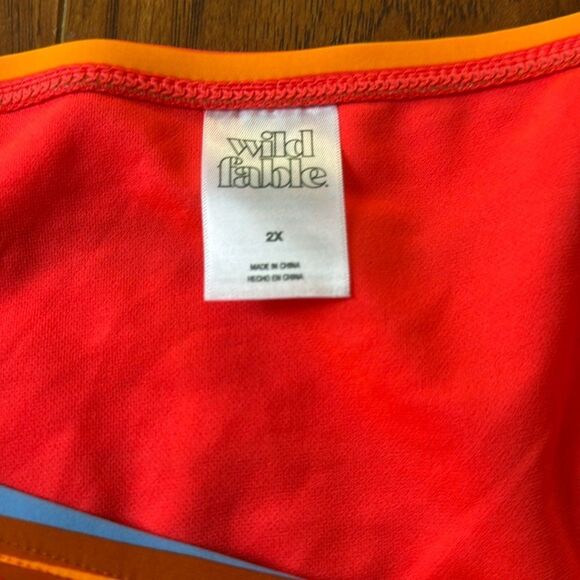 NWT Wild Fable Size 2X Orange Striped Multicolored Bikini Swim Bottom Hipster - Picture 7 of 7